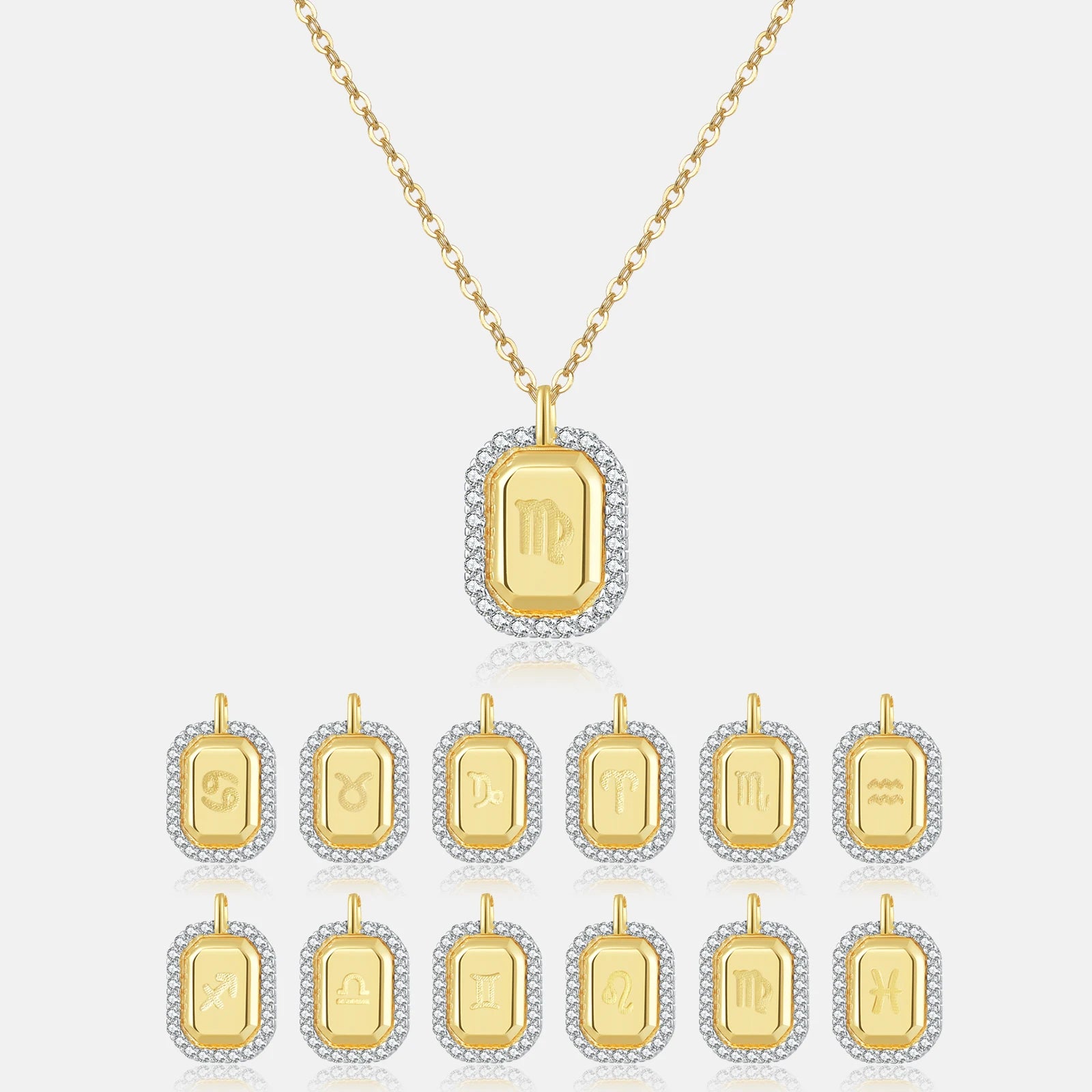 FUAMAY Collares Para Mujer  18K Gold Plated Jewelry Necklace 12 Constellations Pendant Necklace With Zircon