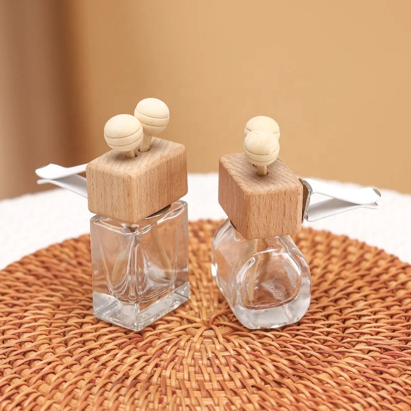 Custom Aromatherapy Essential Oil Mini Cute Crystal Car Air Freshener Clip Diffuser Wood Lid Automotive Car Perfume