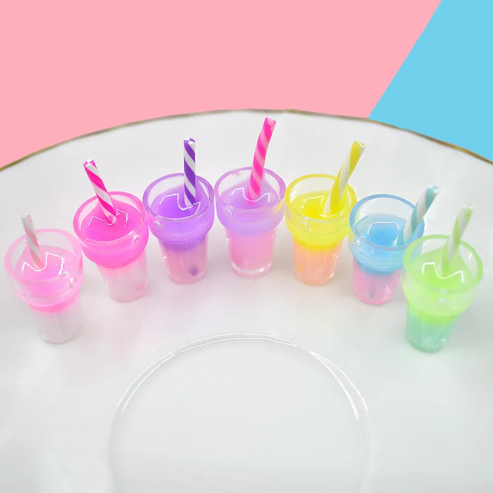 Yiwu Wintop New Summer Effect Two Tone Colored 3d Simulation Beverage Bottle Cabochon Charms for Keyring
