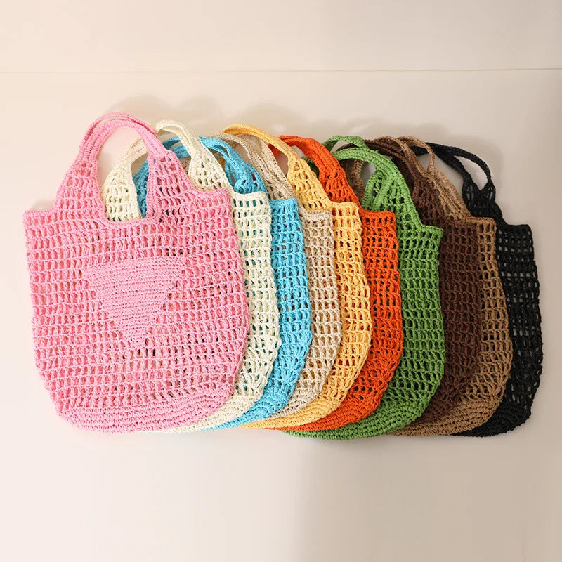 Straw Handbag for Women Hollow Big Tote Summer Beach Bucket Bag Ladies Fashion Shoulder Bag Shopper Underarm Bag