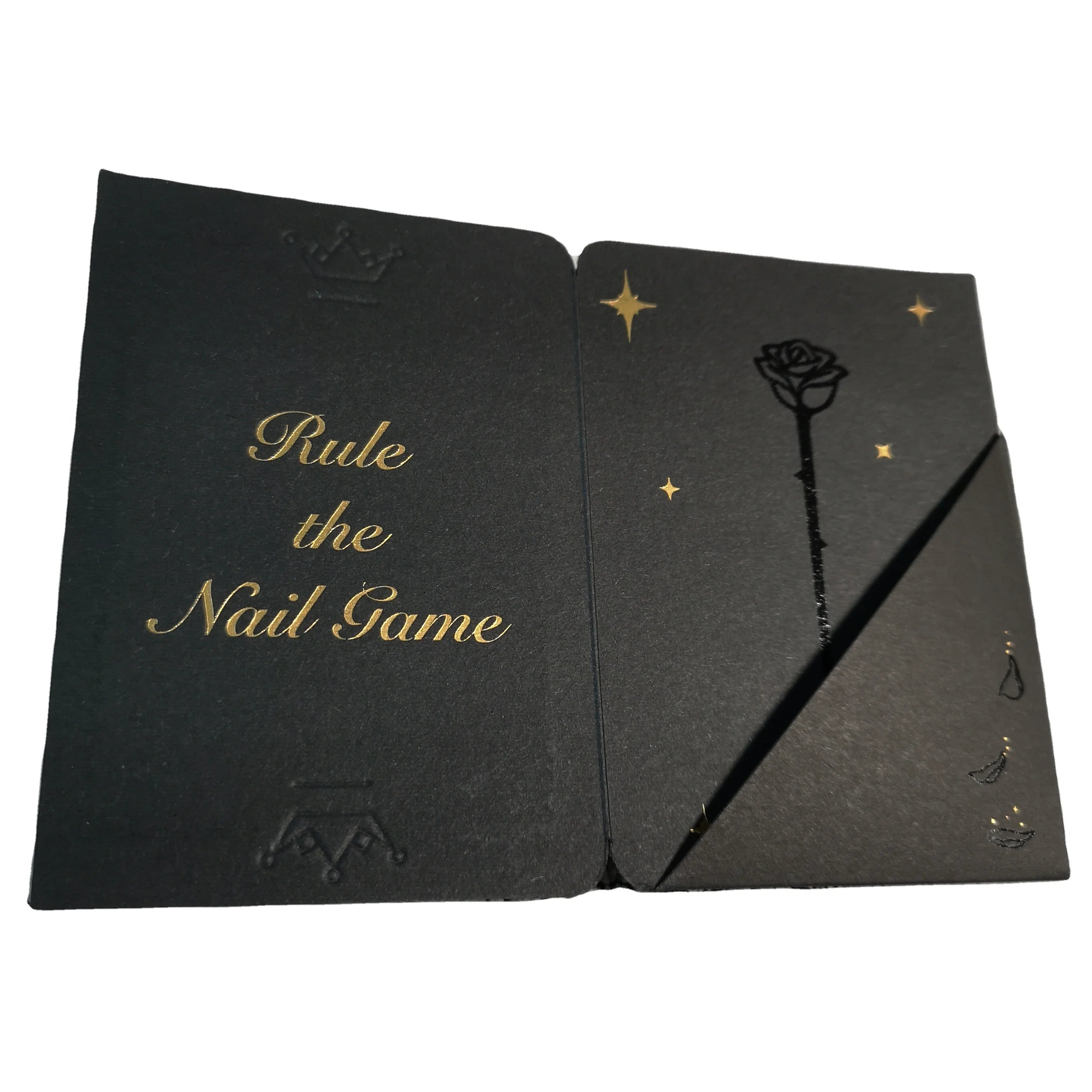 Custom Black Paper Pockets Folders with Offset Paper & Cardboard Gold Foil Logo Hot Stamping Embossed Finish for Office Use