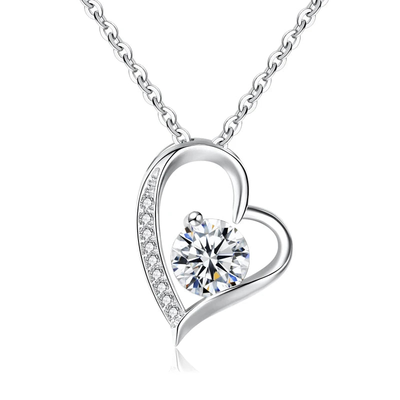 DC24 925 Sterling Silver Micro Zircon Pendant White Purple Hollowed-out Heart Trending Hot Wedding Necklace Fine Pendants Charms