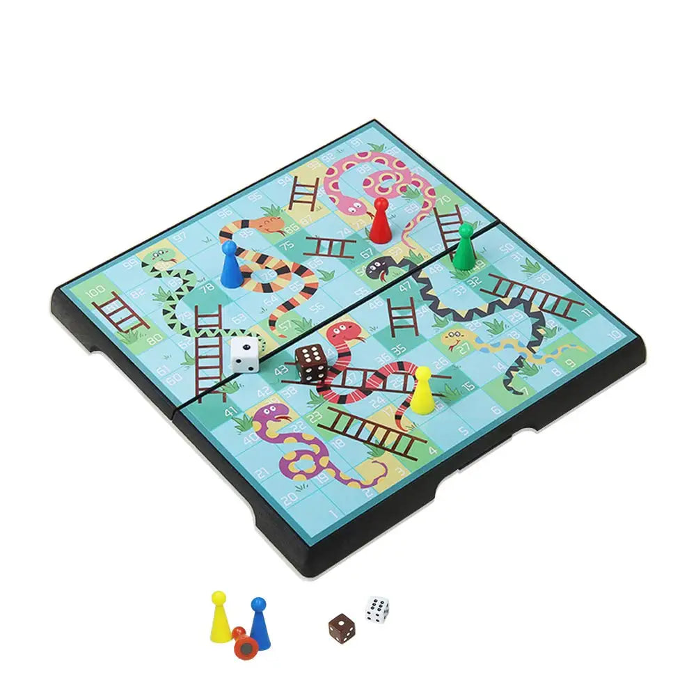 Mini Snakes and Ladders Board Game Set Travel Board Game Family Fun Toys Gift for Kids