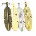 YuenZ 4 Color Antique Bronze Feather Charm Fit for Bracelets Necklace Pendant DIY Metal Jewelry 62*15mm D301
