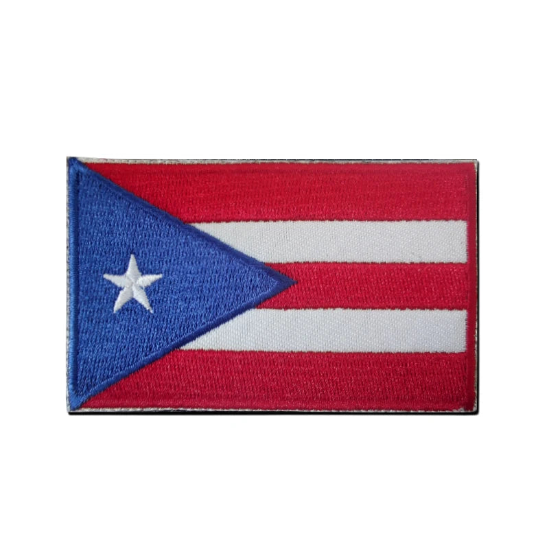 Commonwealth of Puerto Rico 3D Chenille Fabric Embroidery Patches Custom Flags with Hook & Loop Backing Sew-on/Iron Options