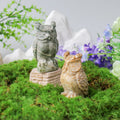 Wholesale Natural Crystal Mixed Material Owl with Stand 3 Inch Figurine Hand Carved Quartz Gemstone Animals Carving Folk Crafts