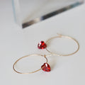 GE040 14K Gold Filled Jewelry Heart Shape Zircon Stone Charm Sparkle Wire Hoop Earrings for Women