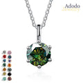 Adodo Cross-border Hot Sell Blue Green pink VVS Moissanite Classic Six Claw Solitaire Pendant Necklace for Elegant Jewelry
