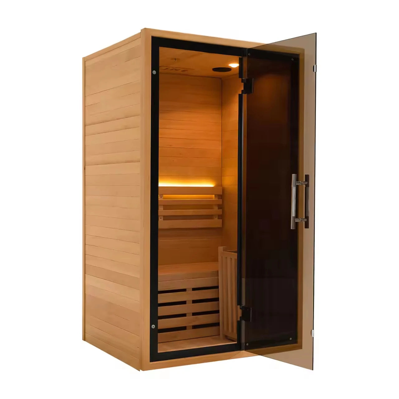 Tinted Glass Indoor Canadian Hemlock/red Cedar 1 Person Wooden Steam Sauna Room