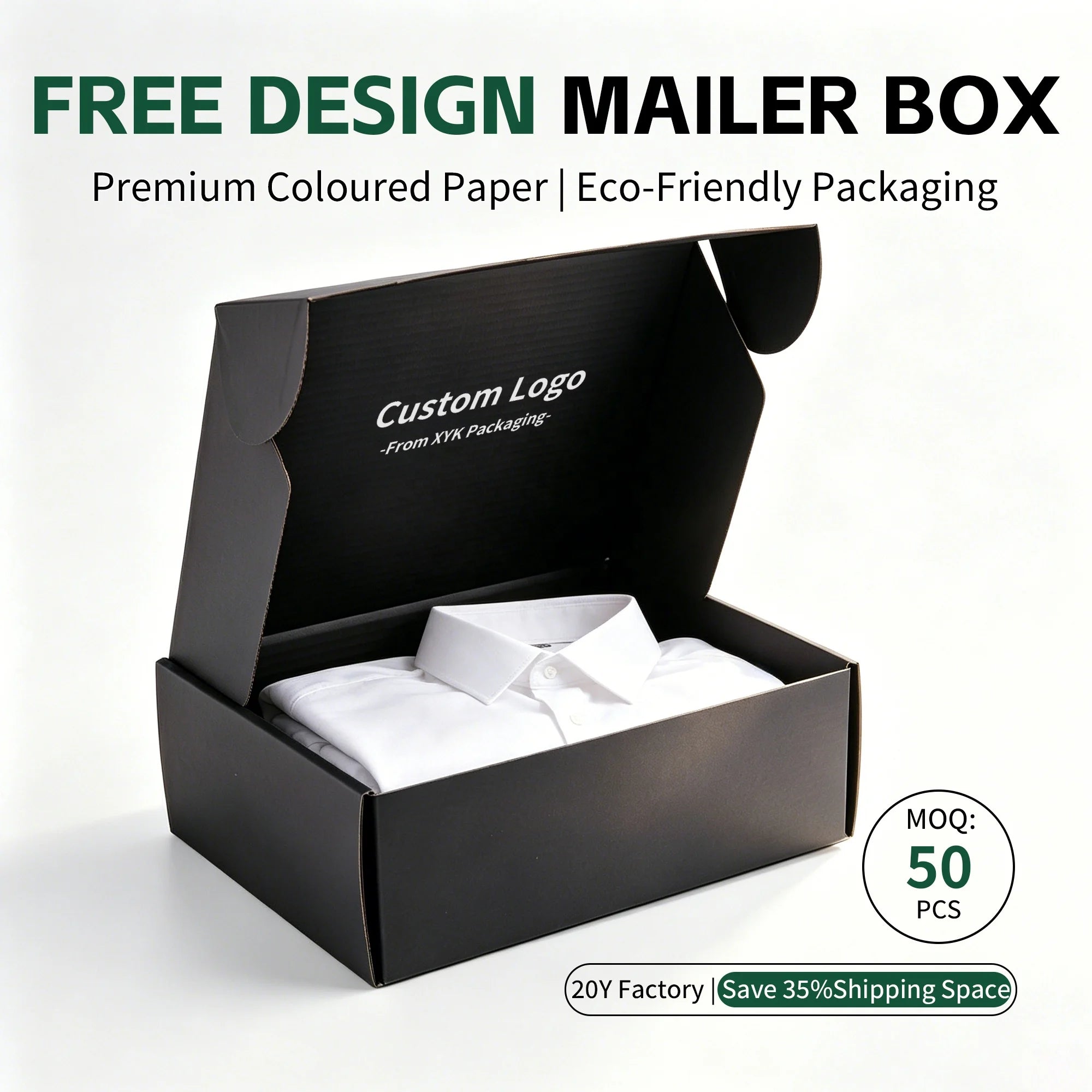 Custom Eco Friendly Color Printing Corrugated Carton Black Paper Shipping Packaging Mail Packaging Box