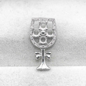 Sterling Silver 3*3mm Semi Mount Pendant Empty Frame Blank Support Setting S925 Base Holder Without Center Stone for DIY Inlay
