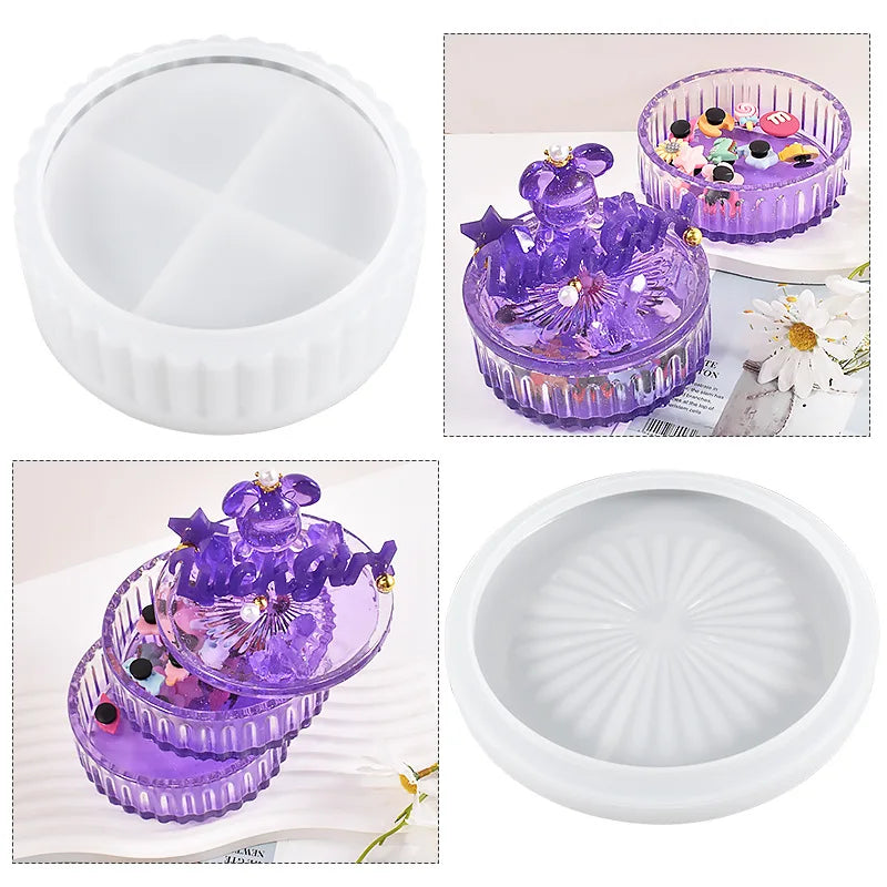 Drop Glue Plaster  Storage Box Mold Circular Stripe Storage Box Multi-layer Storage tank Silicone Mold