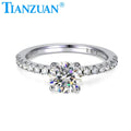 6.5mm 1ct Round 4 Claws Ring Half Eternity Band S925 Sterling Silver D Moissanite Women Ring Jewelry Gift Dating Wedding GRA