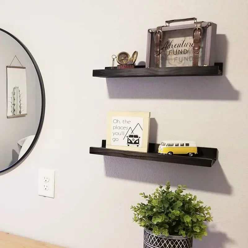 Modern Rustic Wood Floating Shelves Set of 3 Wall Mounted and Foldable for Bedroom Bathroom Living Room Home Furniture