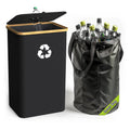 Recycling Bin for Kitchen Indoor Home Large Recycle Bin With Lid Removeable Reusable Inner Bag Bottle Cans Glass Plastic Cartons