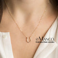 EManco Minimalist Stainless Steel Women's Moon Crescent U-shaped Pendant Necklace with Link Chain