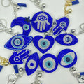Wholesale Car Bag Pendant Accessories Blue Diamond Crystal Evil Eye Tassel Keychain Shining Evil Eye Water Diamond Keychain