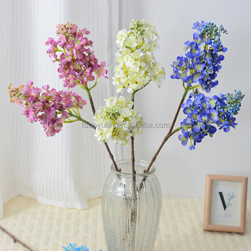 E52 Wholesale Home Decoration Wedding Artificial Fake Lilac pink Silk Flowers White Flowers for Weddings