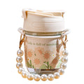 High -value Pearl Bracelet Chain Straw Cup Wholesale Girl Accompanying Coffee Cup Tulip Glass Water Cup