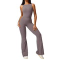 New Fashion Yoga Flare Jumpsuit Set Gym Workout Sports Fitness Open Back Jumpsuit Leggings Set for Women MegaBDM