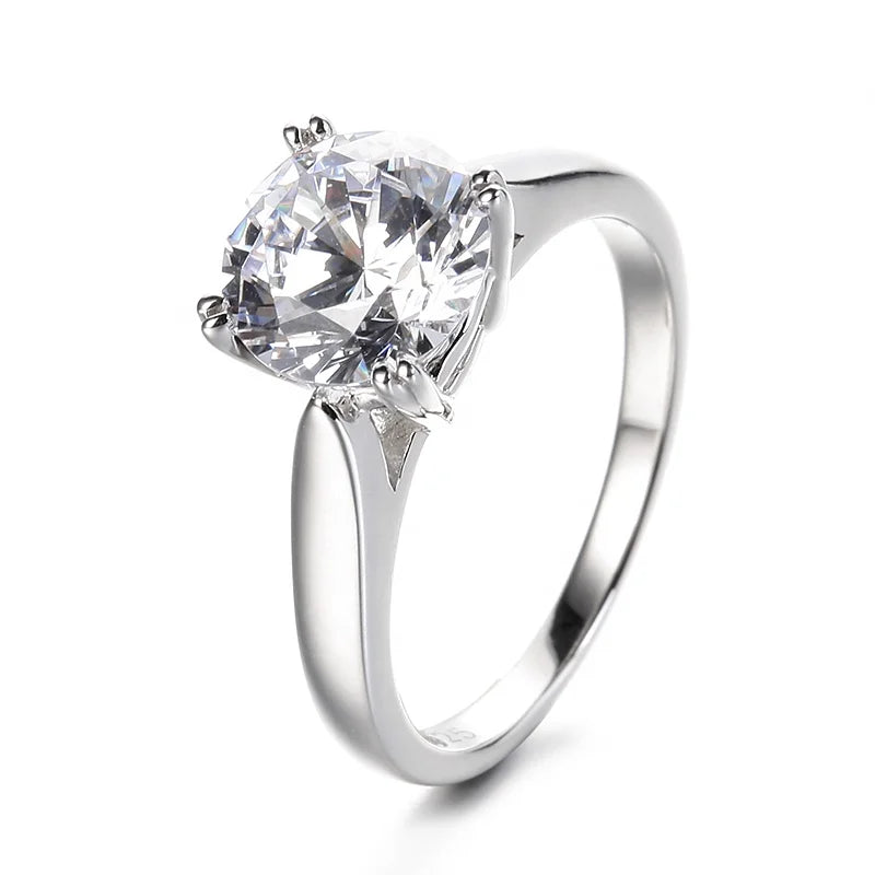 Direct Sale 925 Sterling Silver Halo VVS Moissanite Wedding Ring for Women Classic Rhodium Plated Fine Jewelry