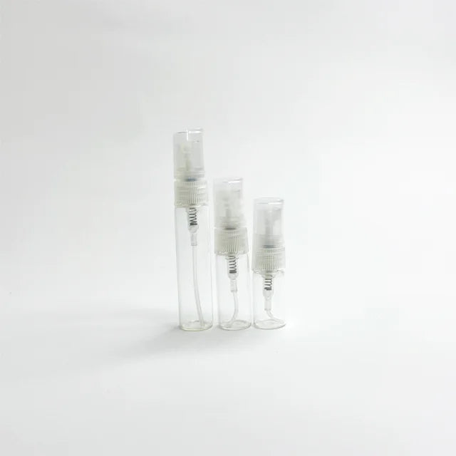 3ml 5ml 10ml Clear Tubular Spray Glass Perfume Bottle-Refillable Travel-Sized Sample Vials Leak-Proof Sprayer Screen Printed