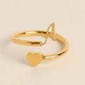 Simple Love Heart Open Ring Fashion Temperament Zodiac Zircon Ring Adjustable 26 Letters Stainless Steel Ring for Women