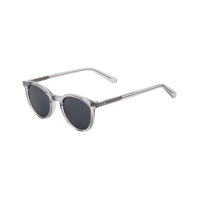 Luxury Custom Logo Round Retro Polarized Transparent Brown Orange Unisex Acetate Sunglasses