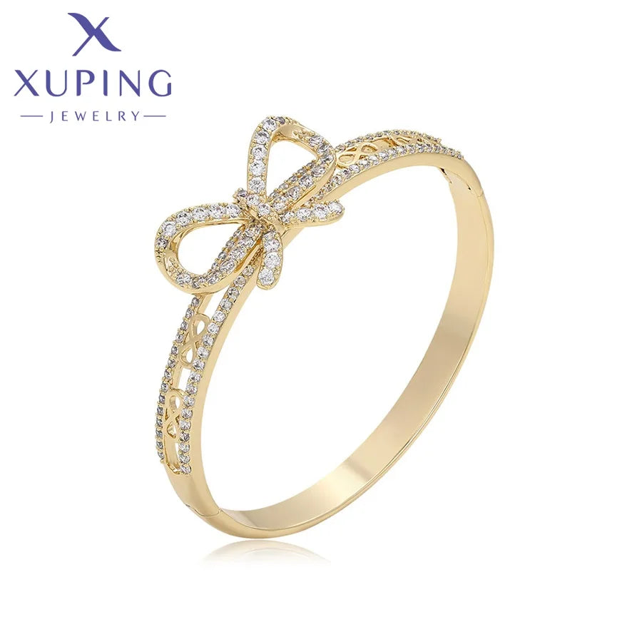 X000743051 Xuping Jewelry 14K Gold Plated Copper Fashionable Bowknot Bangle Valentine's Day Gift for Women