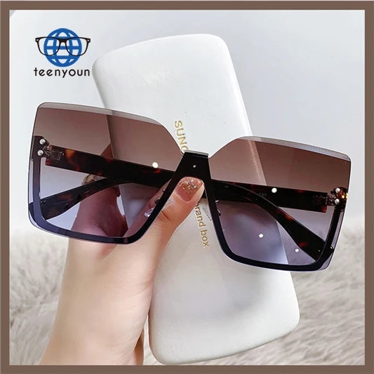 Teenyoun Custom Women Vintage Luxury Brand Arrival Square Rimless Designer Fashion Ladies Sunglasses 2023 New Uv400 Shades