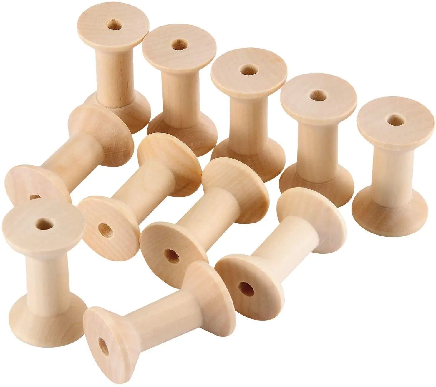 Wood Spools 1.85 Inch Unfinished Empty Spools Weaving Bobbins for Embroidery Thread Pom Ribbon Crafts and Sewing