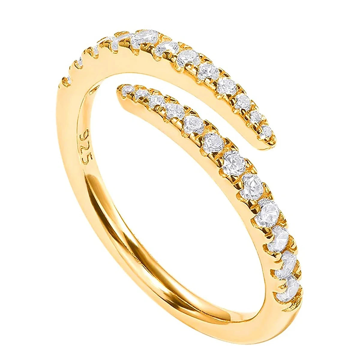 Huitan S925 Luxury Round Cubic Zirconia Gold Plated Rings for Engagement Bride  Sterling Silver Fashion Jewelry Rings for Women