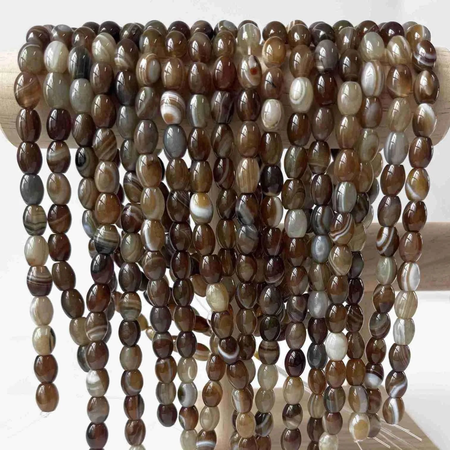 BS-6108 28 Pcs Coffee Striped Agate Natural Genuine Real Agate Stone Loose Beads Gemstone for DIY Jewelry Making Tasbih Rosary