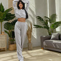 Custom Two Piece Jogger Suit Crew Neck Women's Winter Crop Long Sleeve Sweatshirt and Sweatpants Set