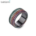 LUOTEEMI Hip Hop Finger Brass Jewelry Girl Rainbow Diamond Black Gold Copper Woman Vintage Punk Luxury Ring