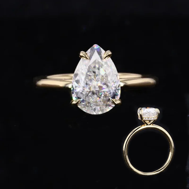 7x10 Pear Crushed Ice Cut DEF VVS Loose Moissanite Starsgem 10K 14K Yellow Gold Jewelry Pear Cut Moissanite Ring Jewelry