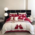 Wholesale Customized 100% Egypt Cotton Red Duvet Cover Soft king Size Quilt Cover Embroidery Bedding Sets