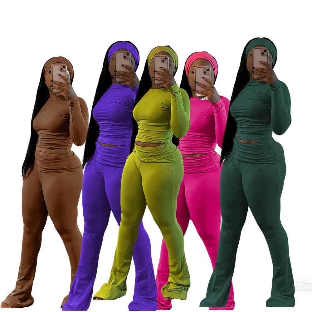 Custom 2-Piece Loungewear Set Women Tall Girl Friendly Solid T-Shirts Flare Pants Casual Outfits Summer Short Length Formal