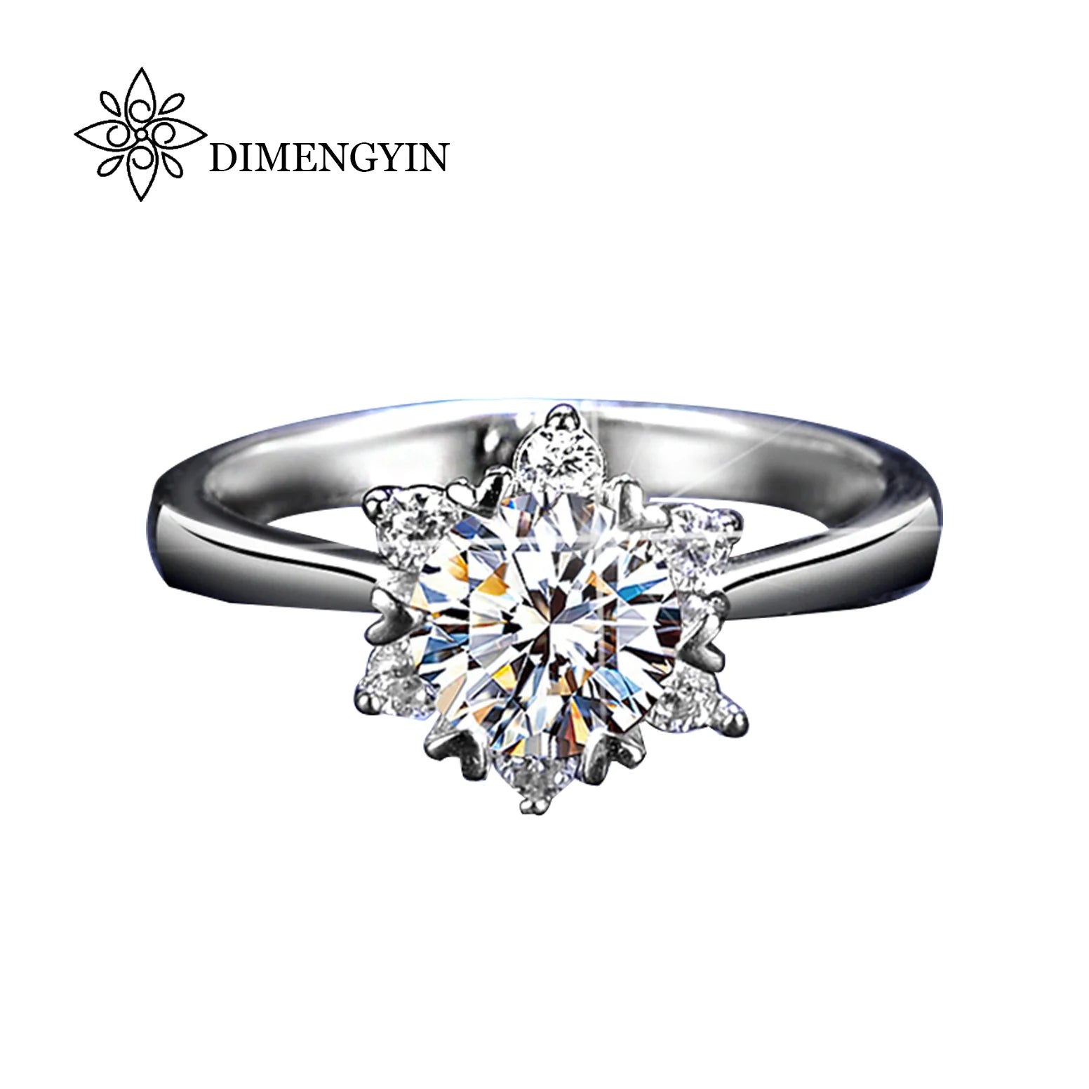Customize Diamond Fine Fashion Jewelry D Color VVS Moissanite Diamond Rings S925 Sterling Silver Flower Round Charms Jewelry