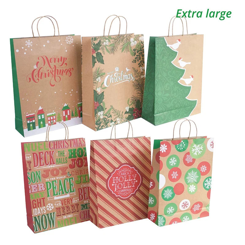 Fancy Brown Christmas Drawstring Gift Handbags for Christmas
