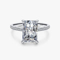 Ailmay Real 925 Sterling Silver Exquisite Luxury 3ct Clear Zircon Rectangle Rings for Women Girls Anti-allergy Fine Jewelry Gift