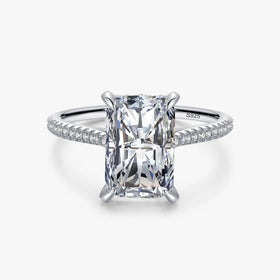Ailmay Real 925 Sterling Silver Exquisite Luxury 3ct Clear Zircon Rectangle Rings for Women Girls Anti-allergy Fine Jewelry Gift