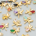 ME36 10pcs/lotjewelry Accessories18k Gold Platedcopperzirconsdragonfly Shapecharmsnecklace Making Findingsdiy Pendants