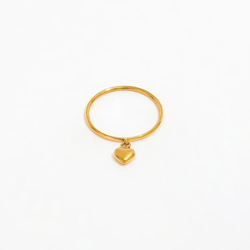 Joolim High End 18K Gold Plated Dainty Heart Dangle Ring for Women Finger Ring Wholesale