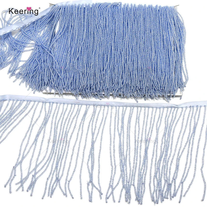 WTT-007 Keering Good Price Ladies Party Dress Accessories Fuchsia 15cm Beaded Tassel Fringe Trim for Sewing