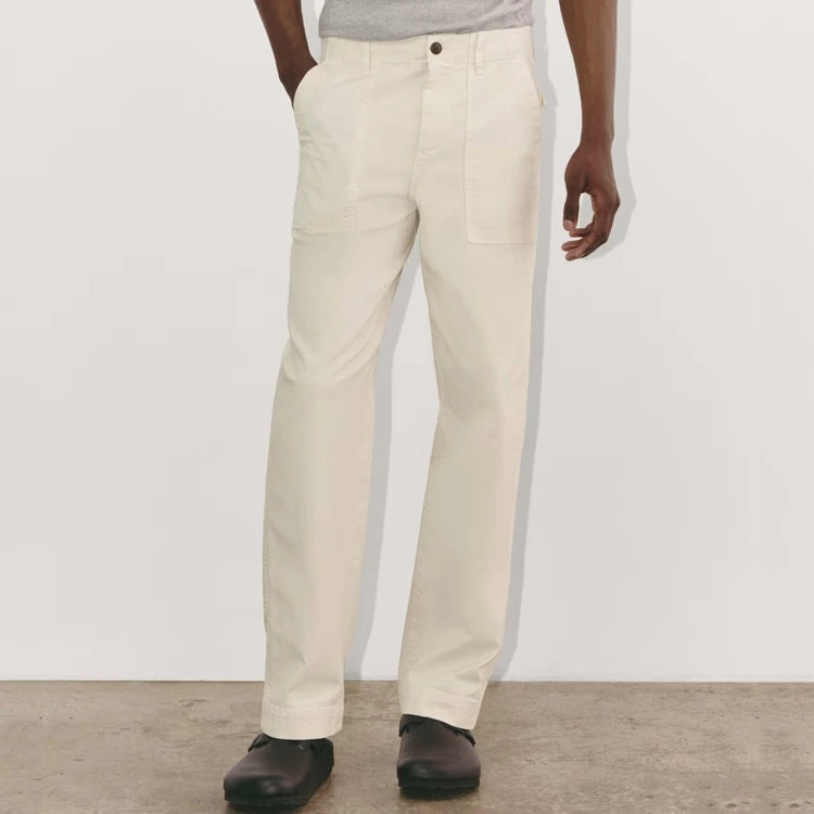 Custom OEM Men Relaxed Fit Slanted Pockets Cargo Pants Pull-on Elasticated Waist Plain Casual Pants Canvas Relaxed Cotton Pants