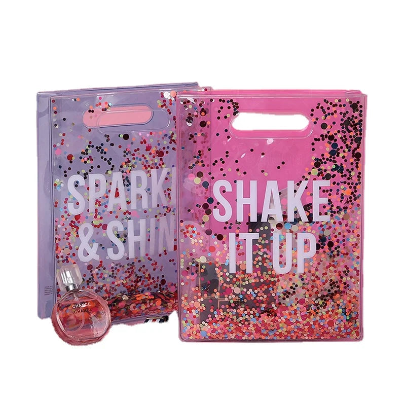 Beautiful Waterproof PVC Cosmetic Handbag Fashionable Die Cut Daily Use Shopping Bag Custom Logo Colorful Candy Pattern Makeup