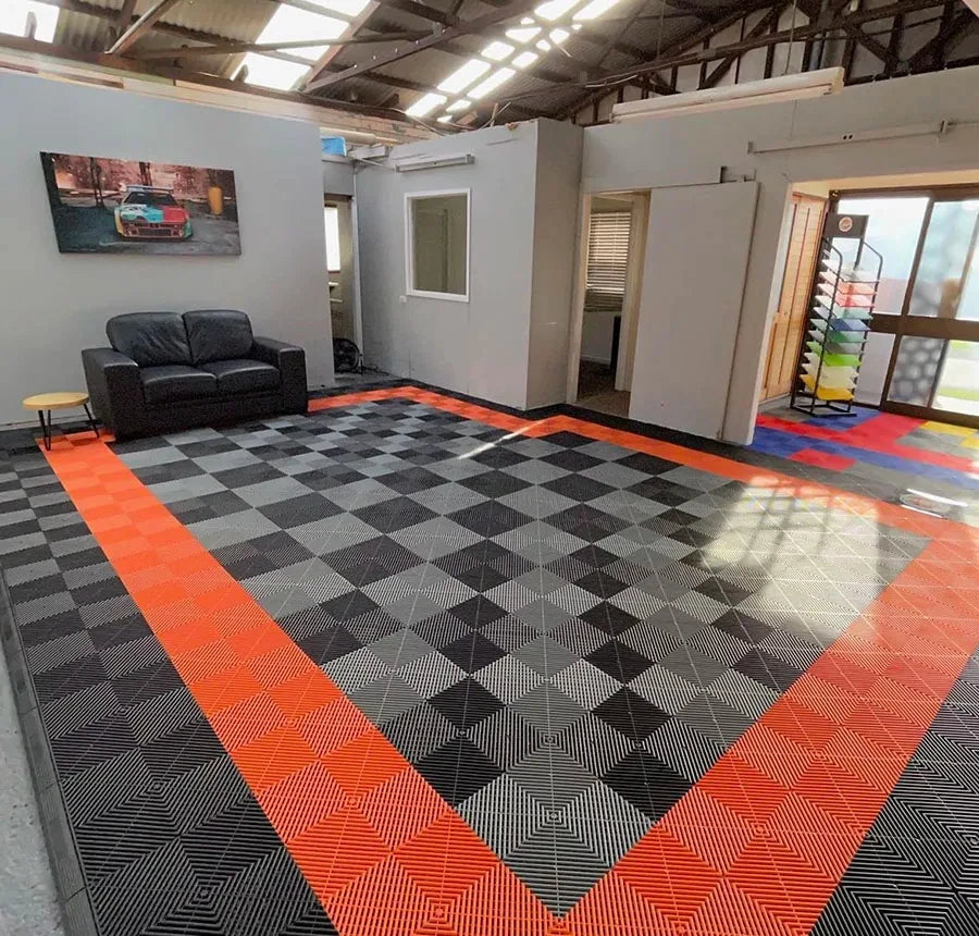 400X400X18mm Durable Interlocking Garage Floor Tiles Plastic Flexible Floor Mats Waterproof for Car Parking Workshop