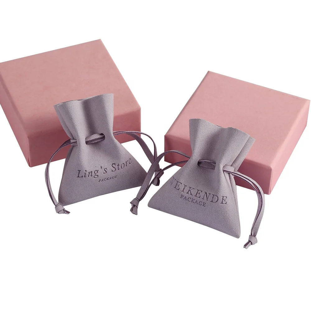 8x10cm Jewelry Packaging Pouches Fashion Light Purple Drawstring Microfiber Pouch for Jewelry Rings Earrings Bag
