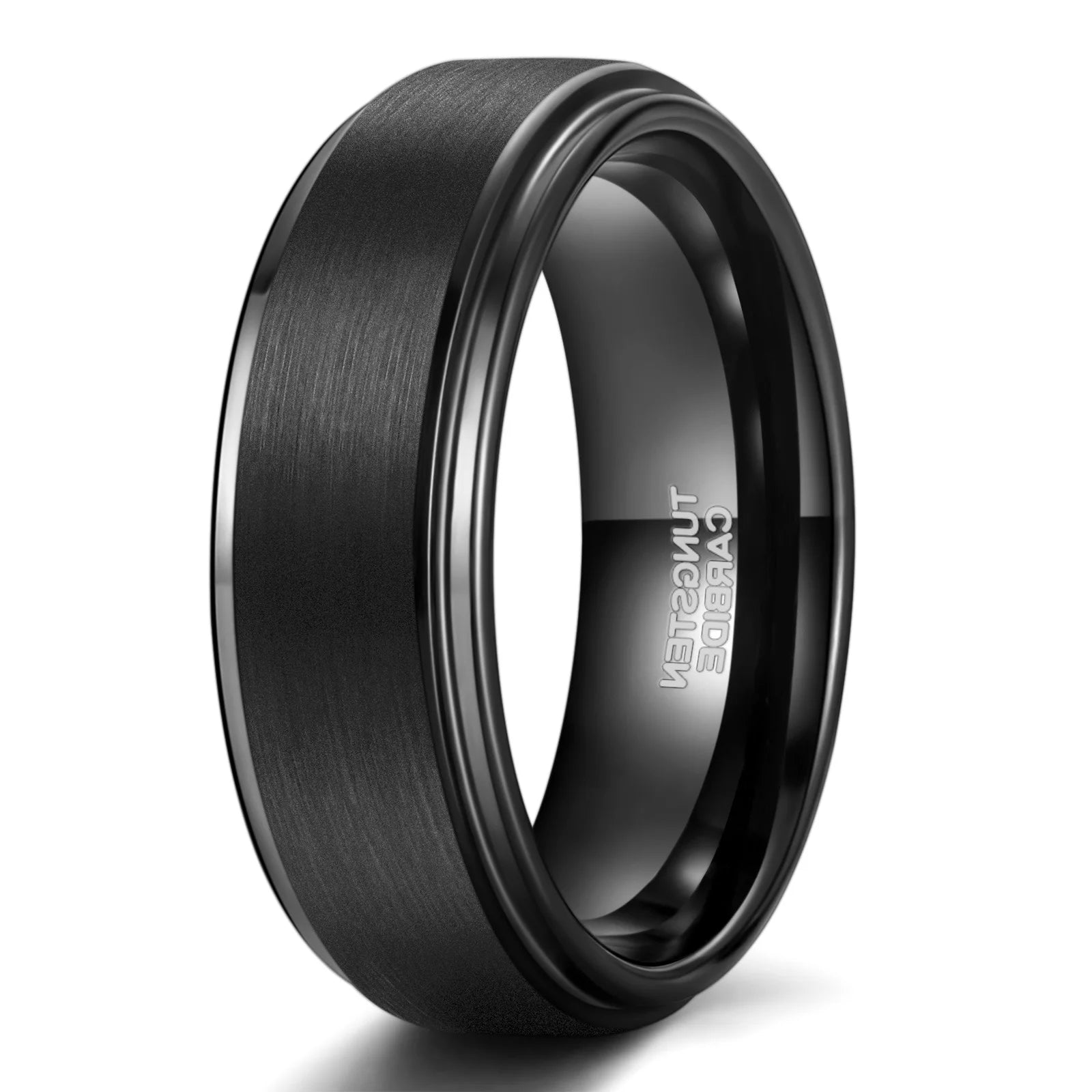 OAHLAN 8mm Tungsten Ring Men Fashion Engagement Wedding Bands Couple Band Dropshipping Black Tungsten Carbide Brushed Ring